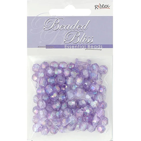 7mm Plastic Round Facet Beads (available in 4 colours)